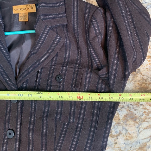 Classiques Entier like new short (petite) dress jacket pinstripes brown SZ 14 - Picture 8 of 10